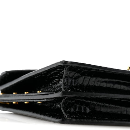 Saint Laurent Calfskin Crocodile Embossed Monogram Cassandra Clasp Bag Black Rouge Legion 9 of 12