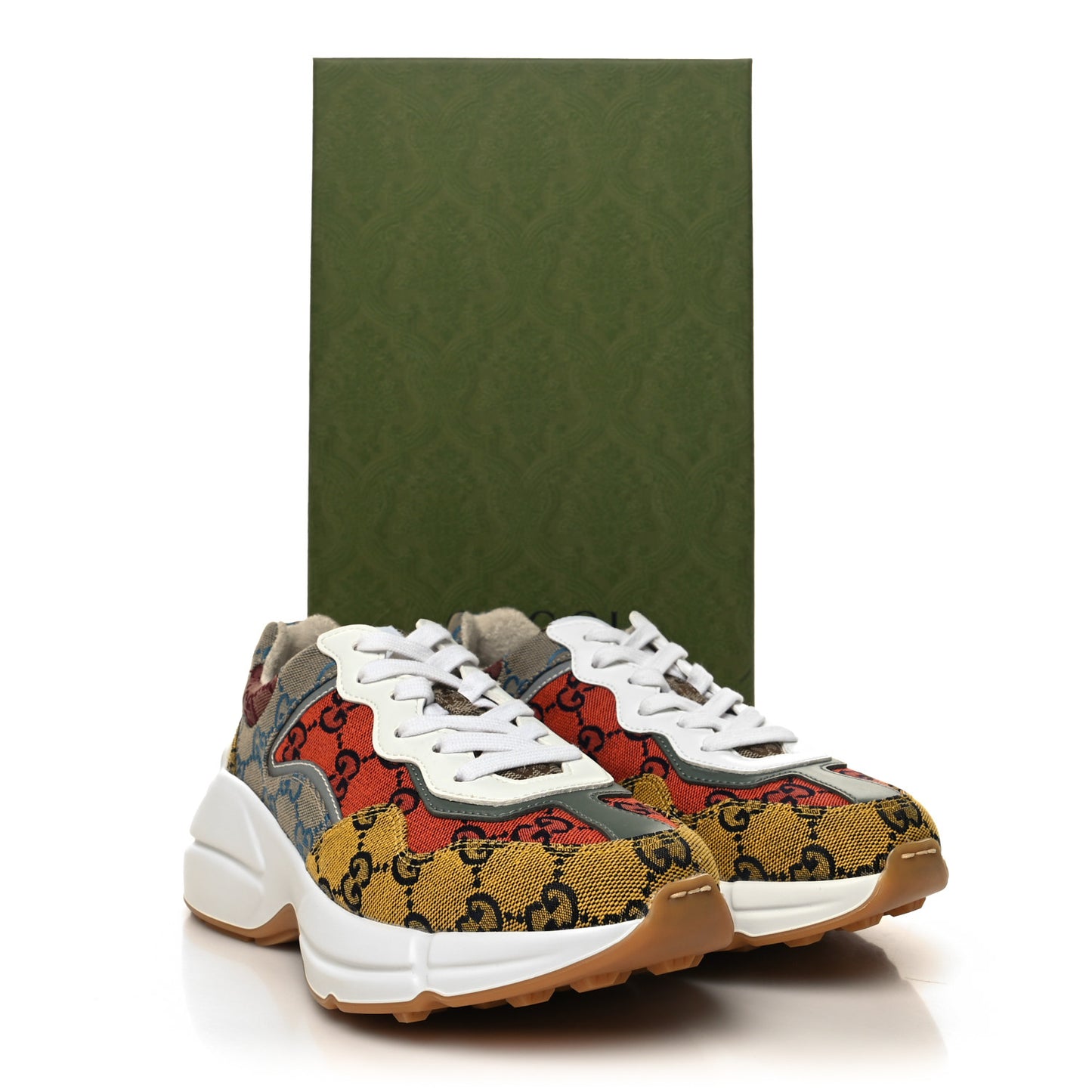 Monogram Multicolor Demetra Womens Rhyton Sneakers 36 Yellow Blue Great White Tabasco