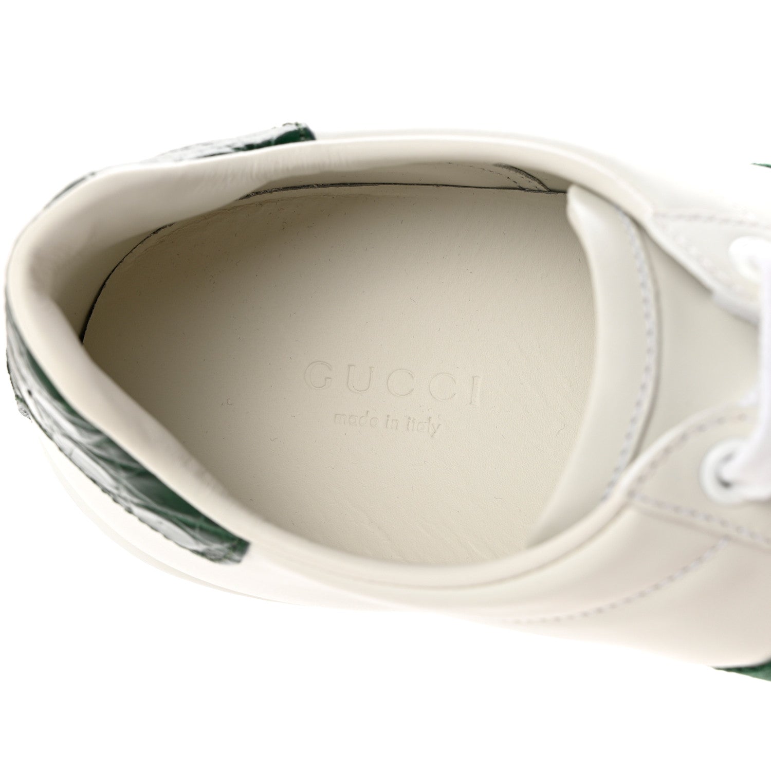 Gucci Calfskin Crocodile Web Womens Ace Sneakers 39 White Green 7 of 9
