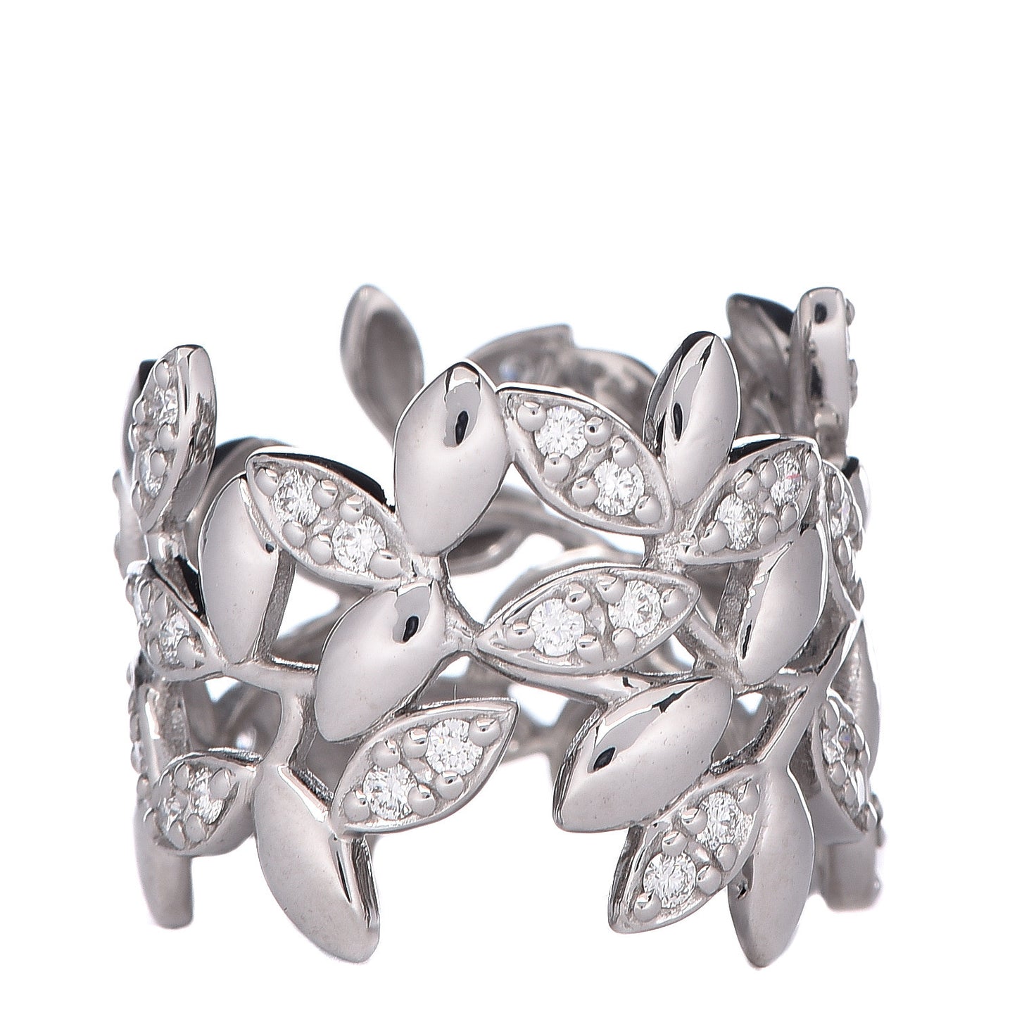 18K White Gold Diamond Paloma Picasso Olive Leaf Band Ring 51 5.75