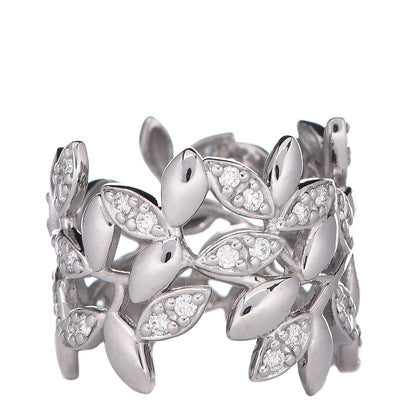 Tiffany 18K White Gold Diamond Paloma Picasso Olive Leaf Band Ring 51 5.75 1 of 5