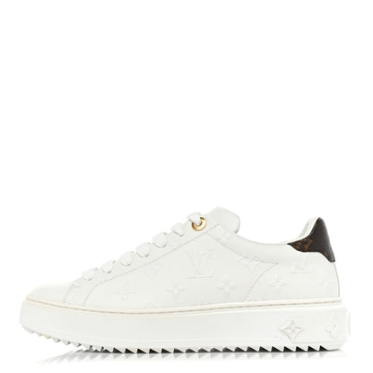 Louis Vuitton Lambskin Embossed Monogram Time Out Sneakers 38 White 1 of 11