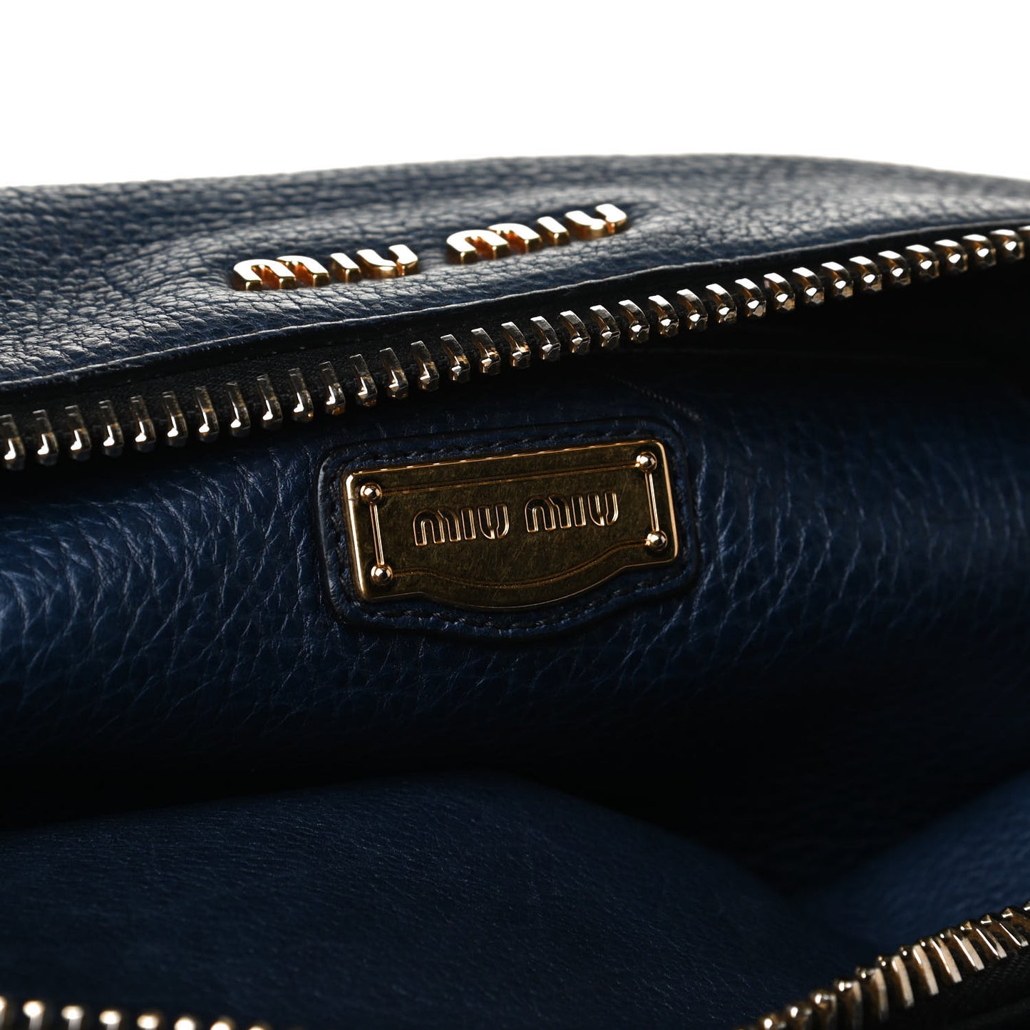 Goatskin Madras Zip Crossbody Bag Navy