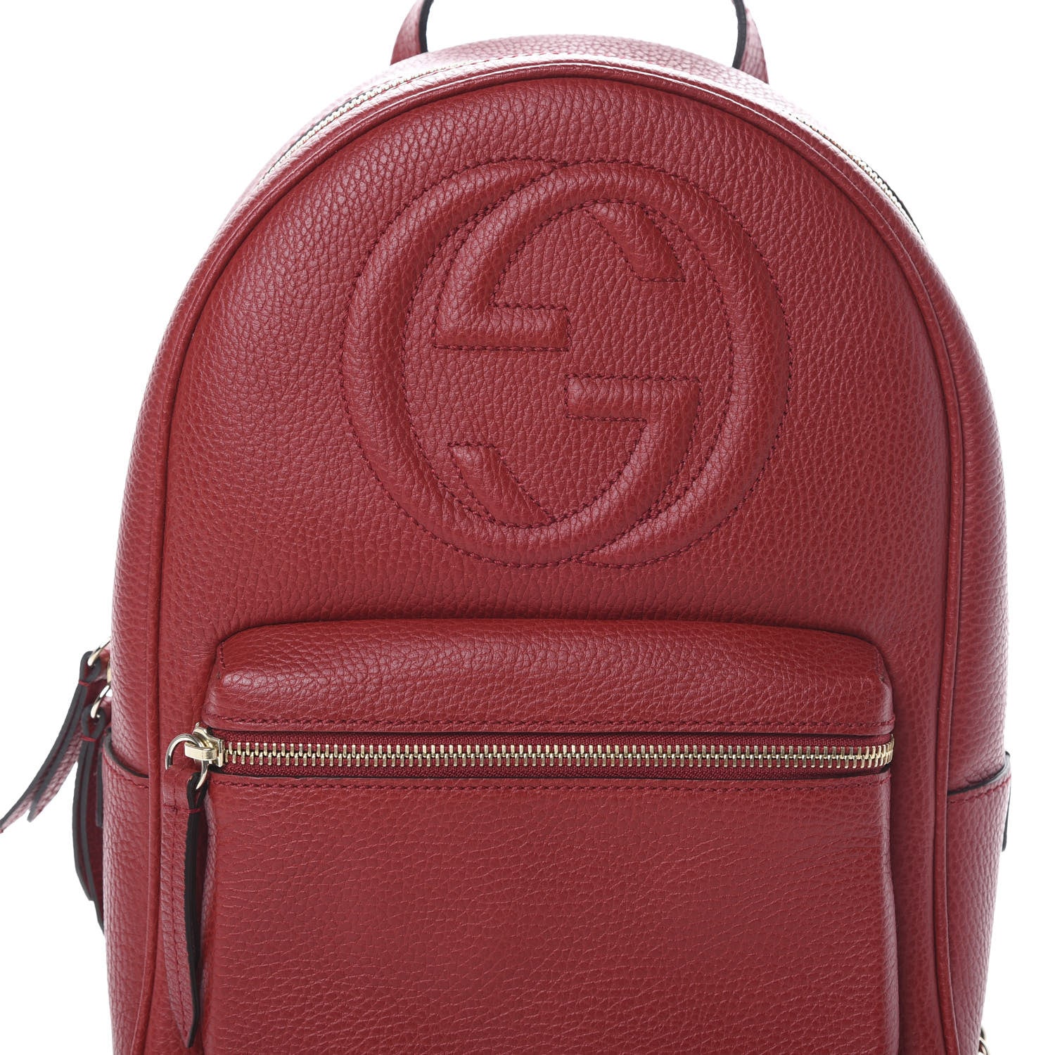 Gucci Pebbled Calfskin Soho Chain Backpack Hibiscus Red 7 of 9