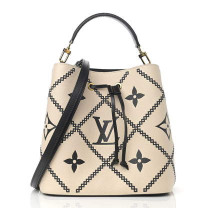 Louis Vuitton Empreinte Monogram Giant Broderies Neonoe MM Cream Black 3 of 12