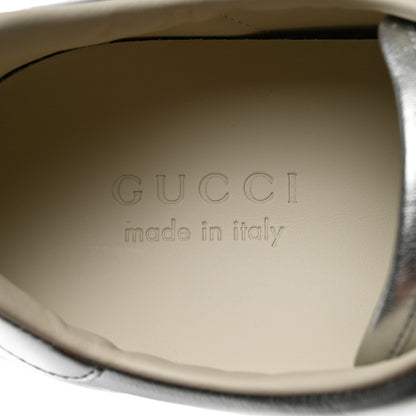 Gucci Metallic Nappa Interlocking G Perforated Mens Ace Sneakers 9 Silver 7 of 9