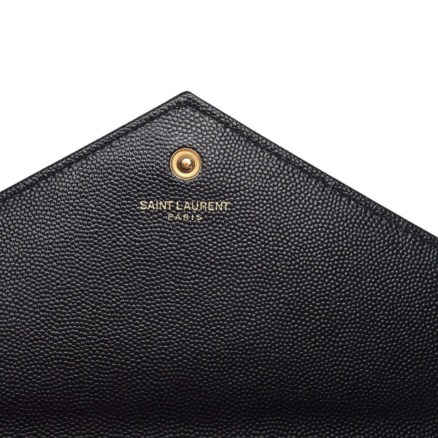 Saint Laurent Grain De Poudre Matelasse Chevron Monogram Chain Wallet Black 6 of 8
