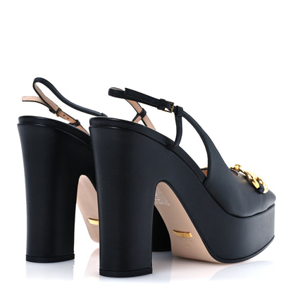 Gucci Nappa Horsebit Platform 35/120mm Slingback Pumps 41 Black 5 of 11