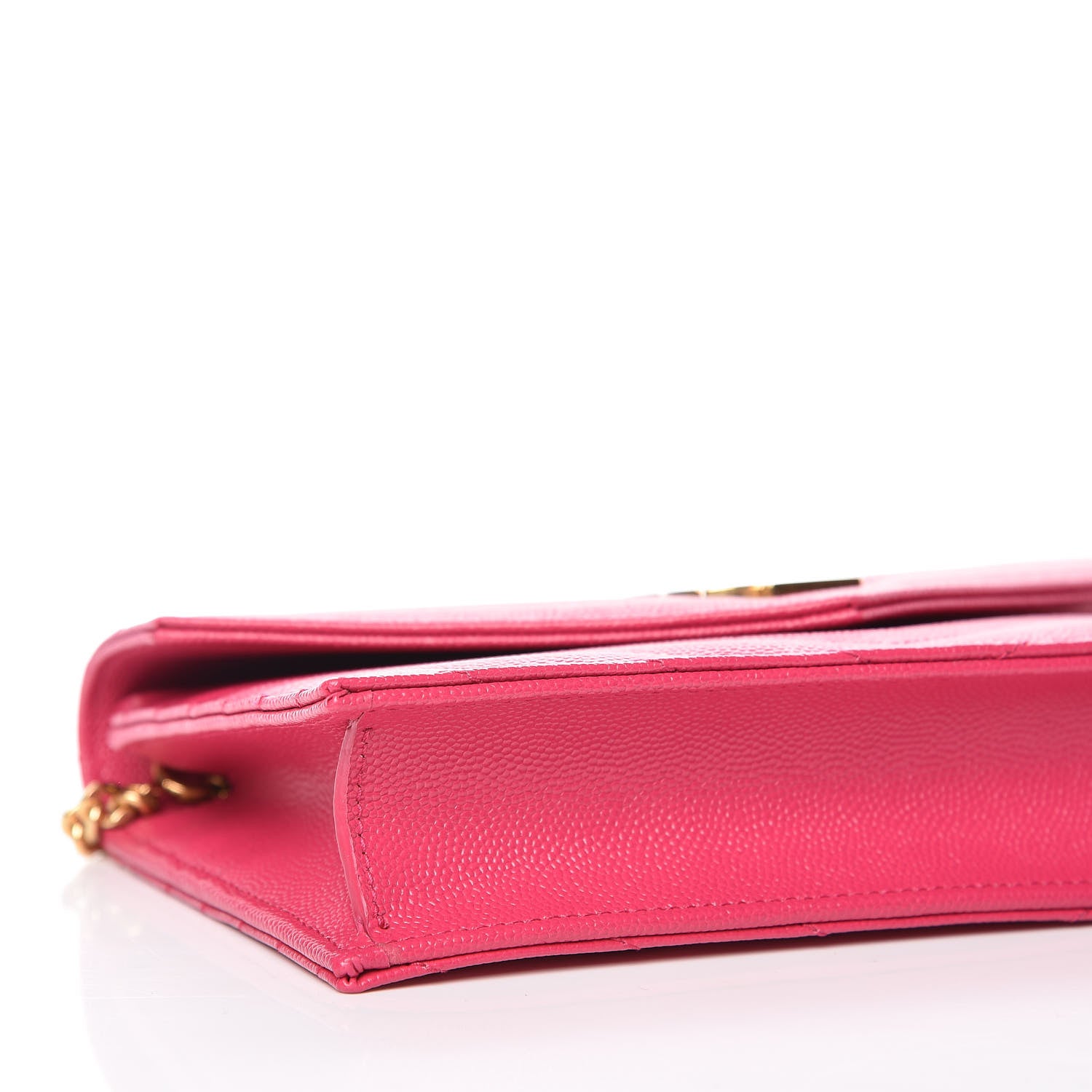 Saint Laurent Grain De Poudre Matelasse Chevron Monogram Envelope Chain Wallet Bubblegum 5 of 12
