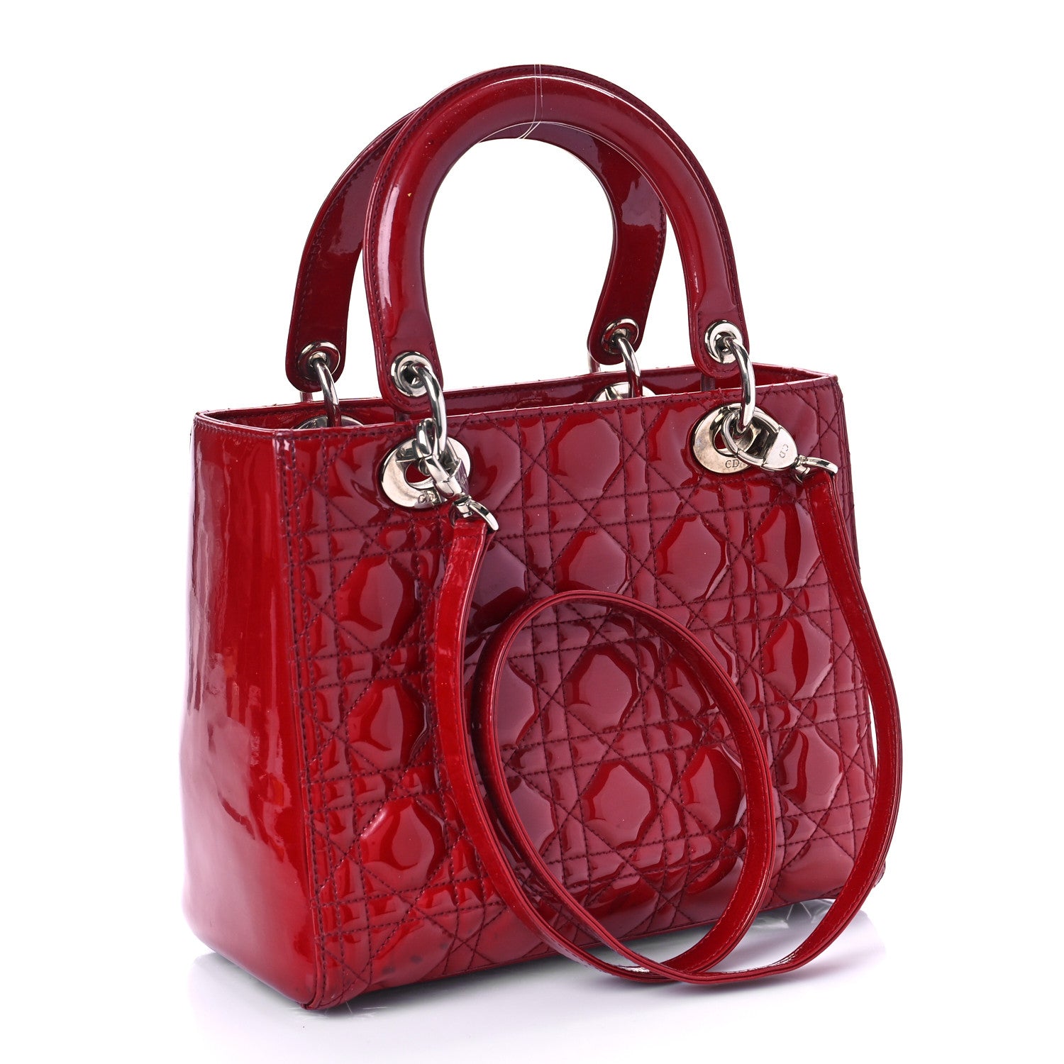 Christian Dior Patent Cannage Medium Lady Dior Red 3 of 9