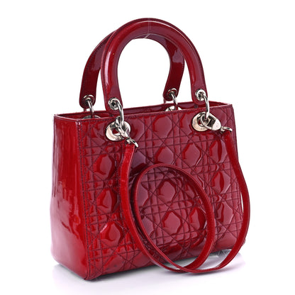 Christian Dior Patent Cannage Medium Lady Dior Red 3 of 9