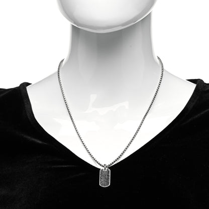 David Yurman Sterling Silver Black Diamond 29mm Streamline Pave Tag Pendant Necklace 2 of 5