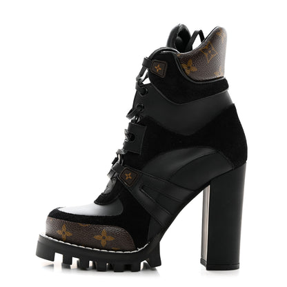 Louis Vuitton Suede Calfskin Monogram Star Trail Ankle Boots 36 Black 1 of 7