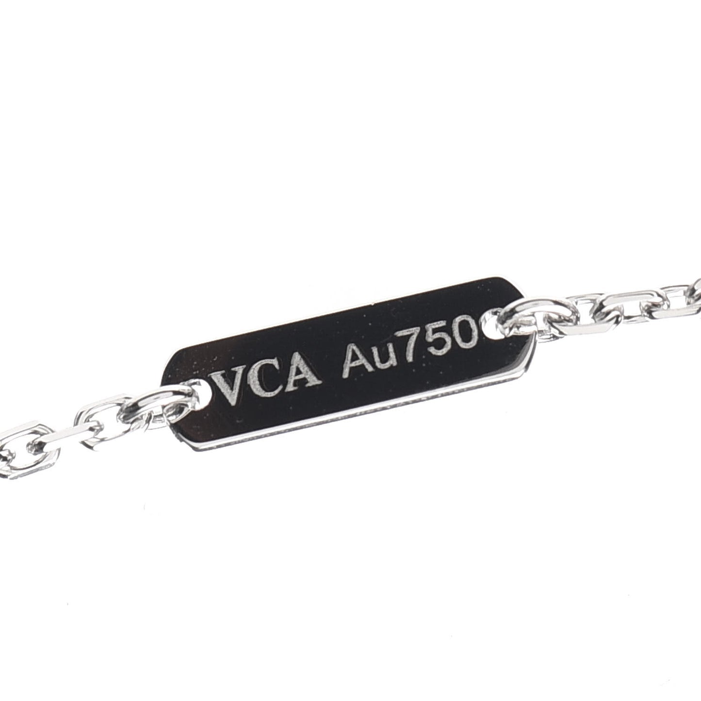 18K White Gold Chalcedony Vintage Alhambra Pendant Necklace