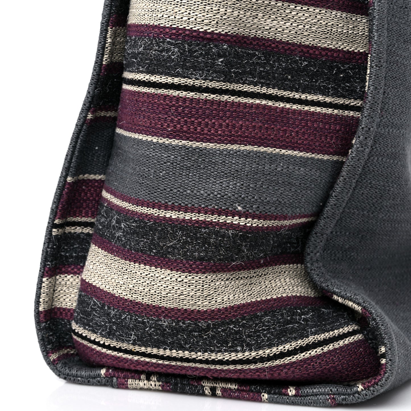 Striped Canvas Medium Deauville Tote Grey