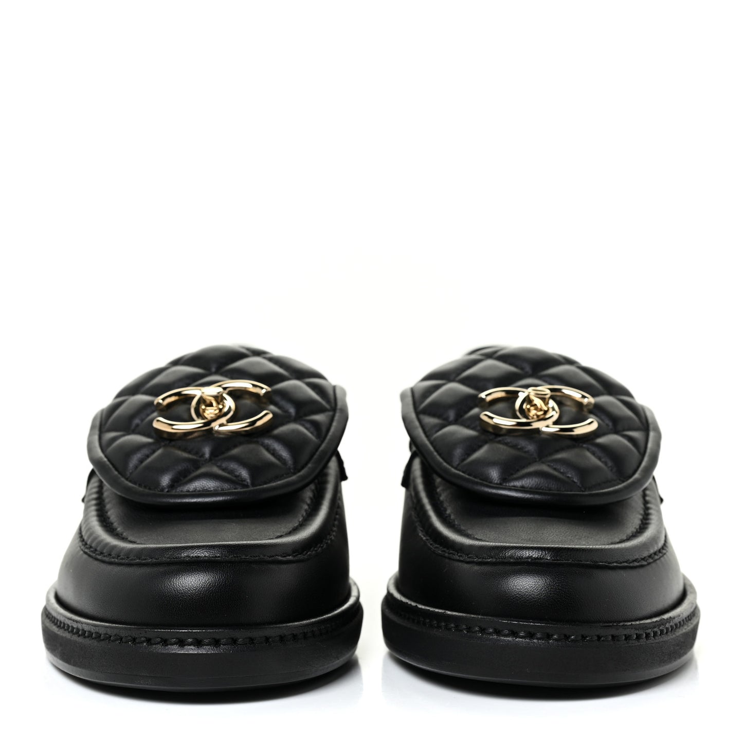 Lambskin Quilted CC Turnlock Loafers 37.5 Black