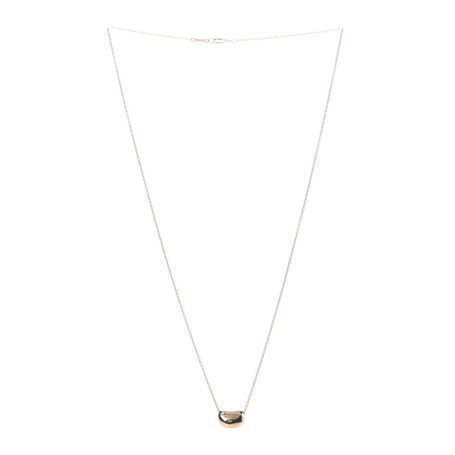 Tiffany 18K Yellow Gold 11mm Elsa Peretti Bean Pendant Necklace 3 of 6