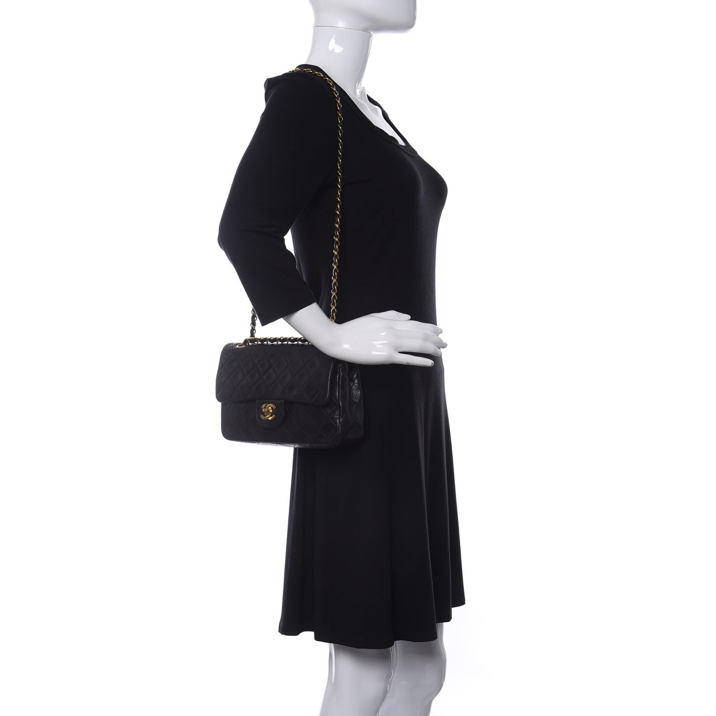 Lambskin Quilted Small Double Flap Black