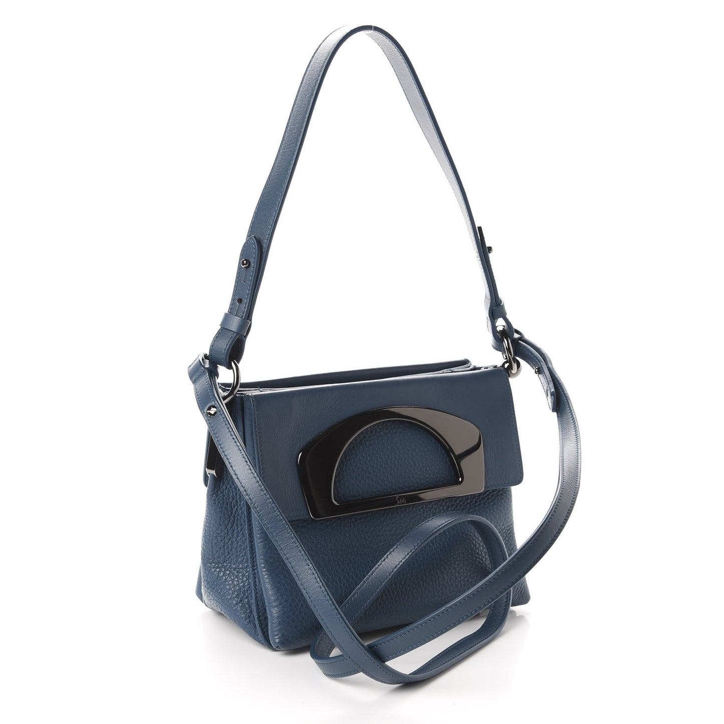 Grained Calfskin Passage Messenger Blue