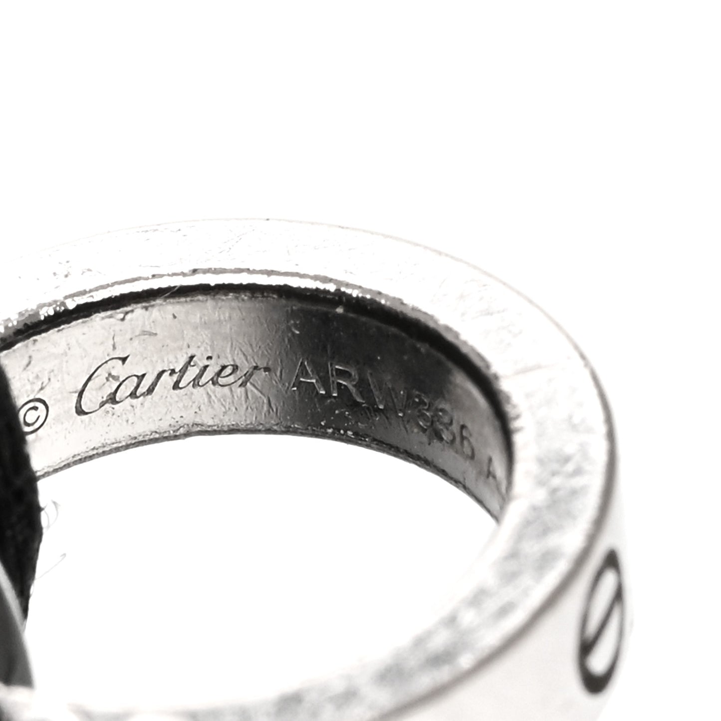 18K White Gold Ceramic 4 Diamond LOVE Cord Bracelet Black