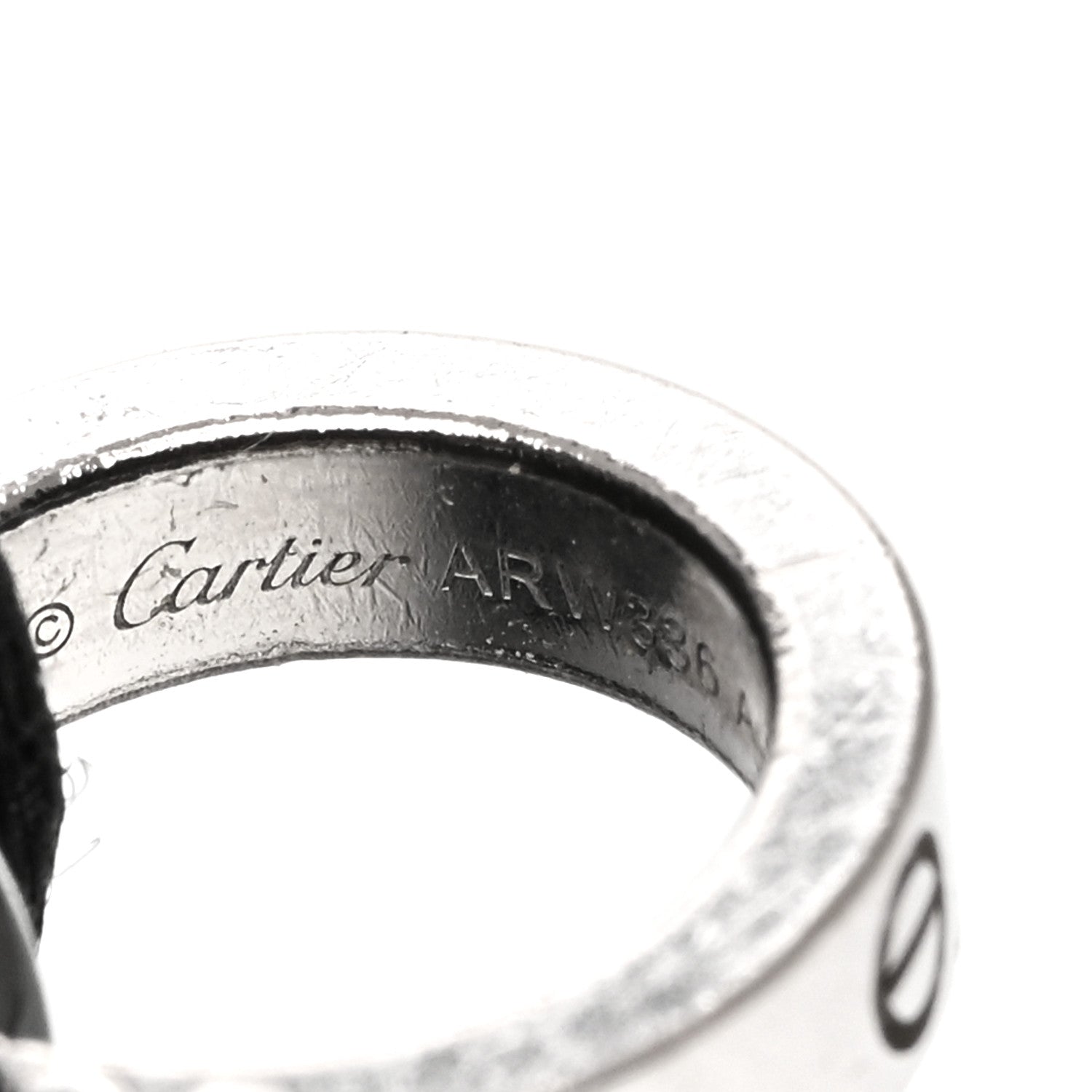 Cartier 18K White Gold Ceramic 4 Diamond LOVE Cord Bracelet Black 3 of 3