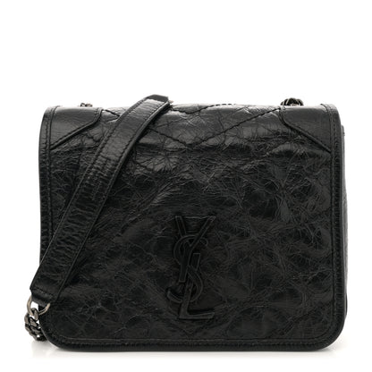 Saint Laurent Crinkled Calfskin Matelasse Monogram Niki Chain Wallet Black 1 of 13