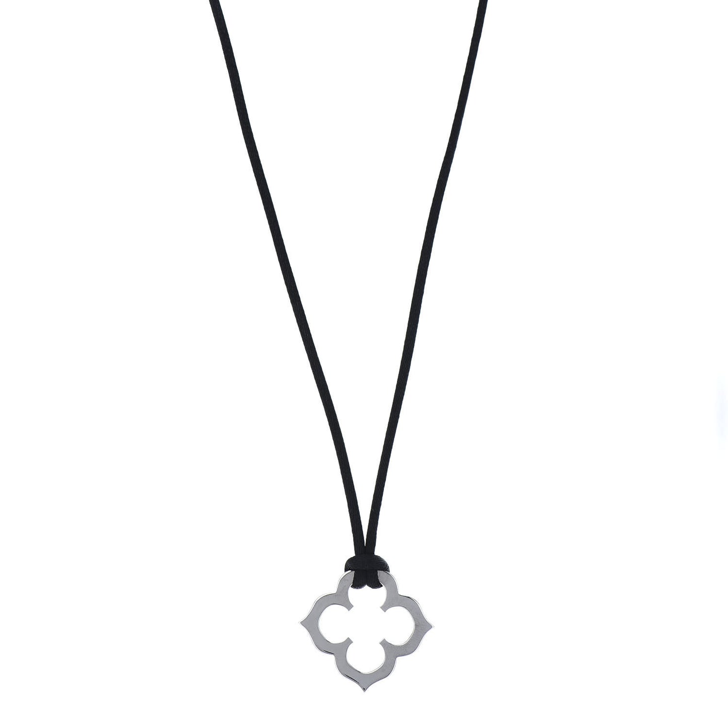 18K White Gold Hindu Quatrefoil Pendant Necklace