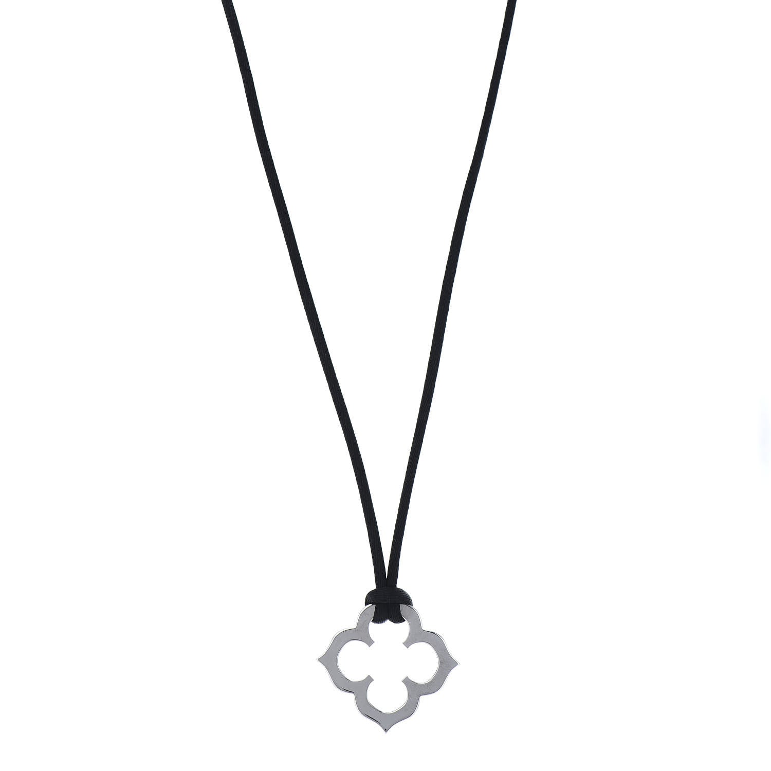 Cartier 18K White Gold Hindu Quatrefoil Pendant Necklace 1 of 6