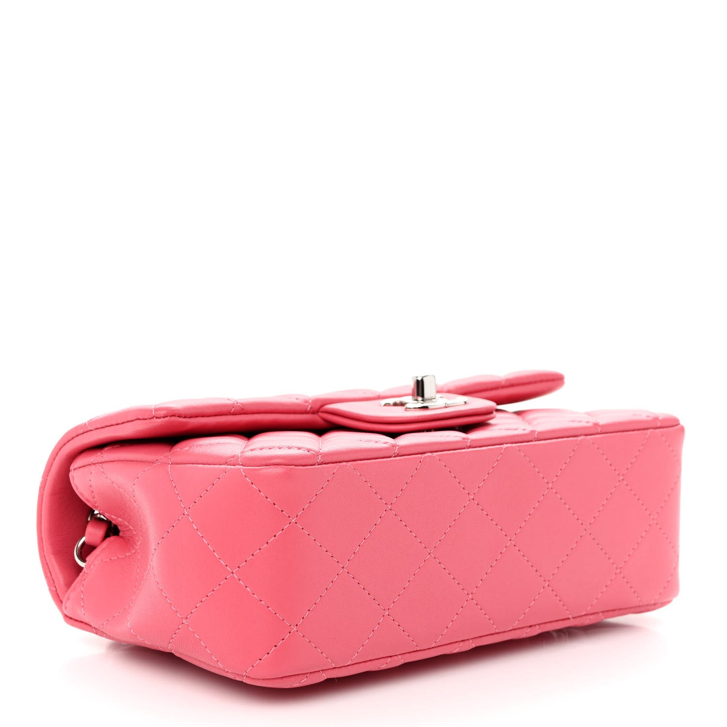 Lambskin Quilted Mini Rectangular Flap Pink