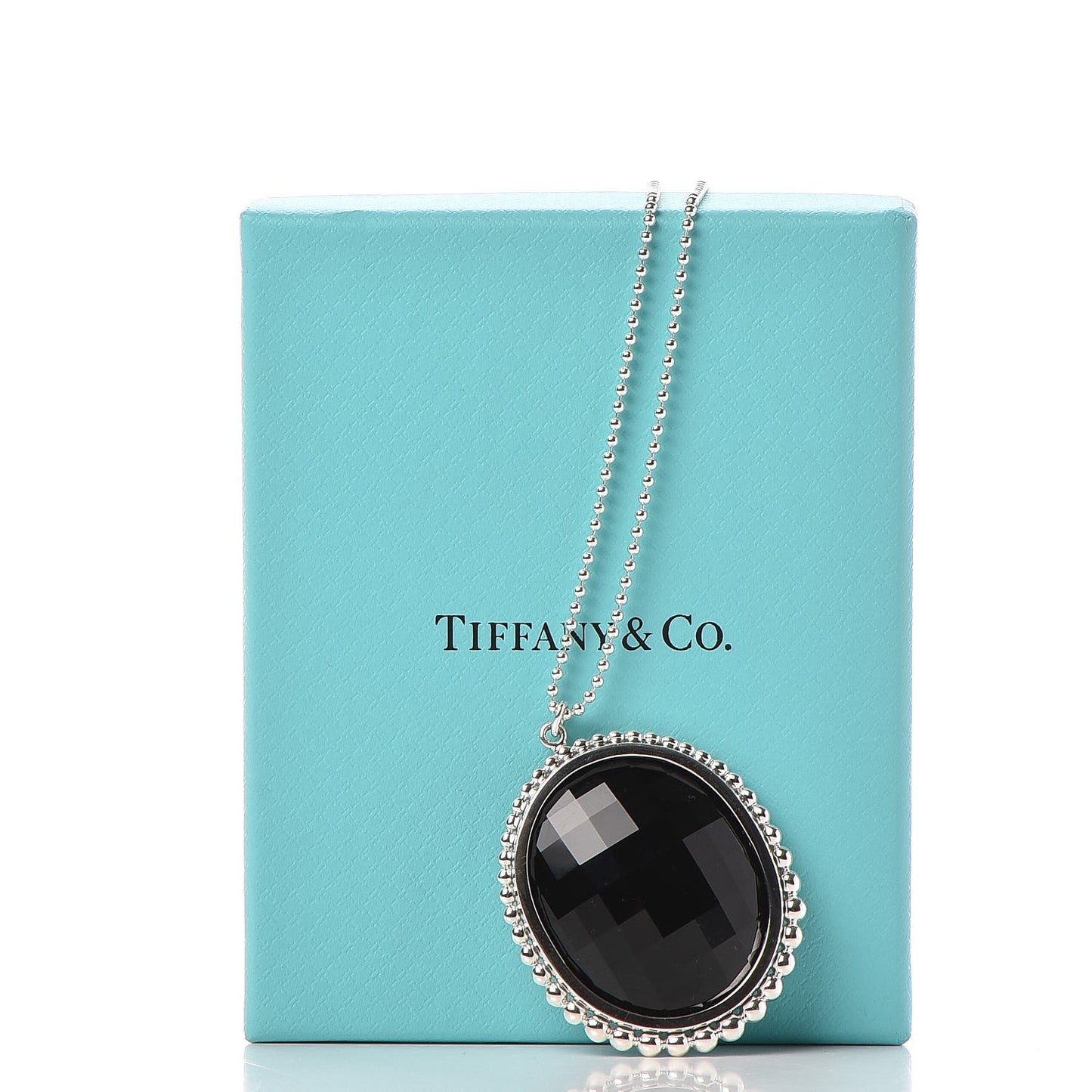 Sterling Silver Onyx Ziegfeld Oval Pendant Necklace