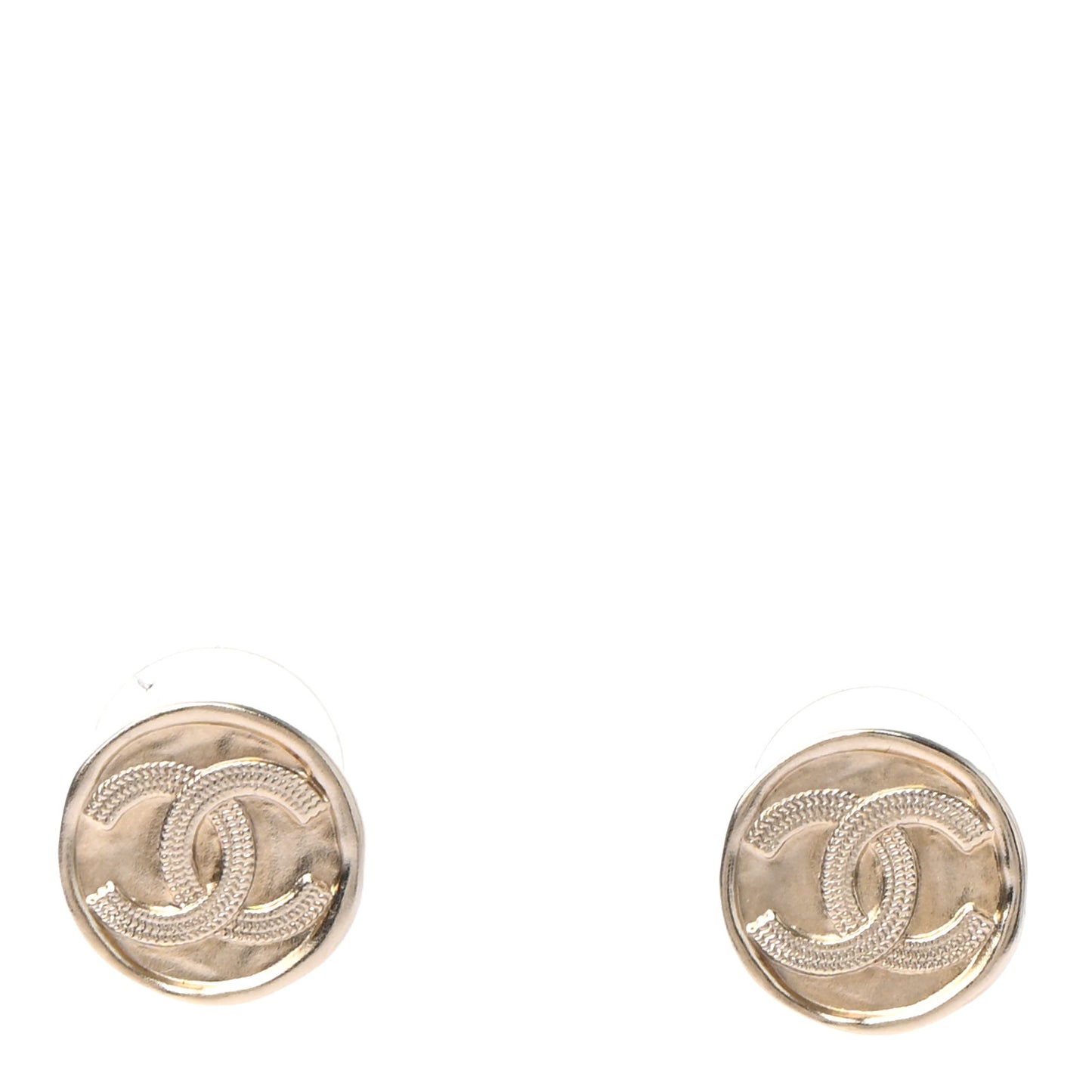 Metal Round CC Earrings Gold