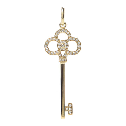 Tiffany 18K Yellow Gold Diamond Crown Key Pendant 1 of 4