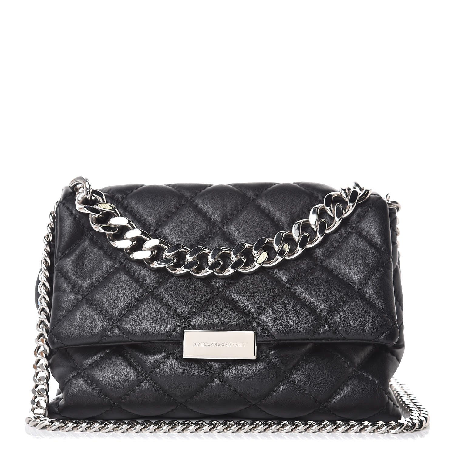 Stella McCartney Faux Leather Quilted Small Bex Flap Shoulder Bag Black 1 of 7