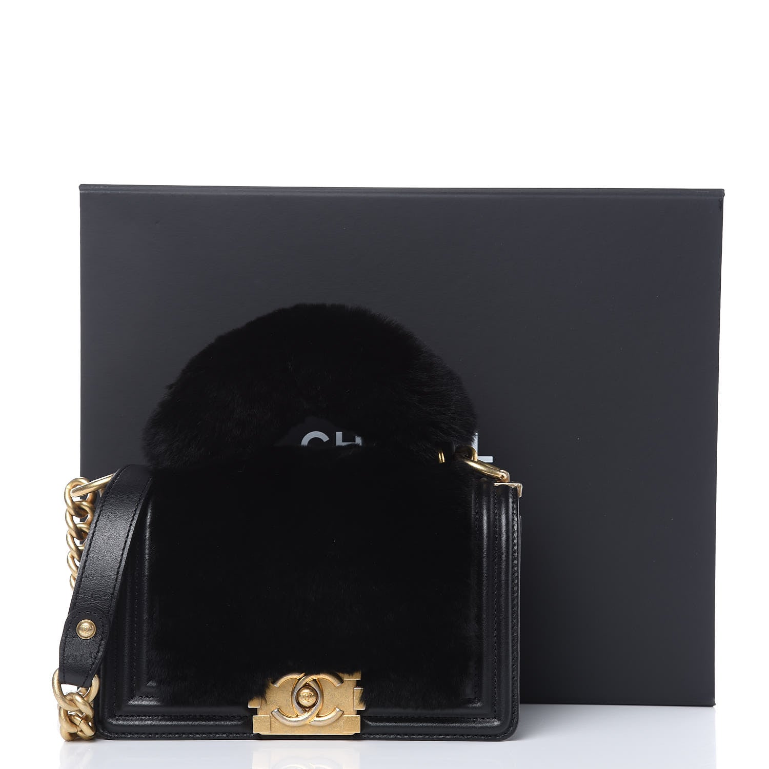 Chanel Orylag Rabbit Fur Calfskin Small Boy Flap Black 12 of 12