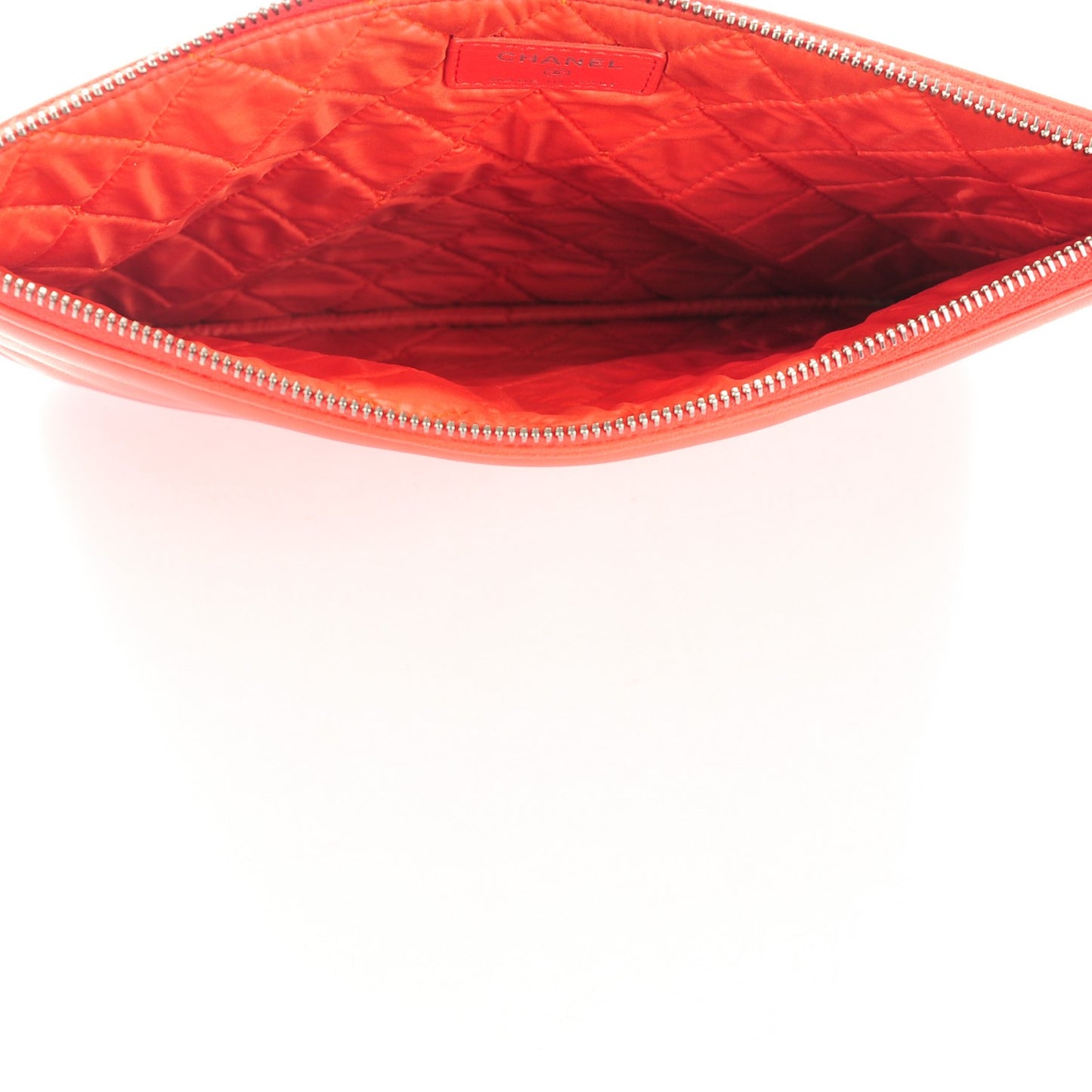 Calfskin Patent Quilted Medium Cosmetic Case Red
