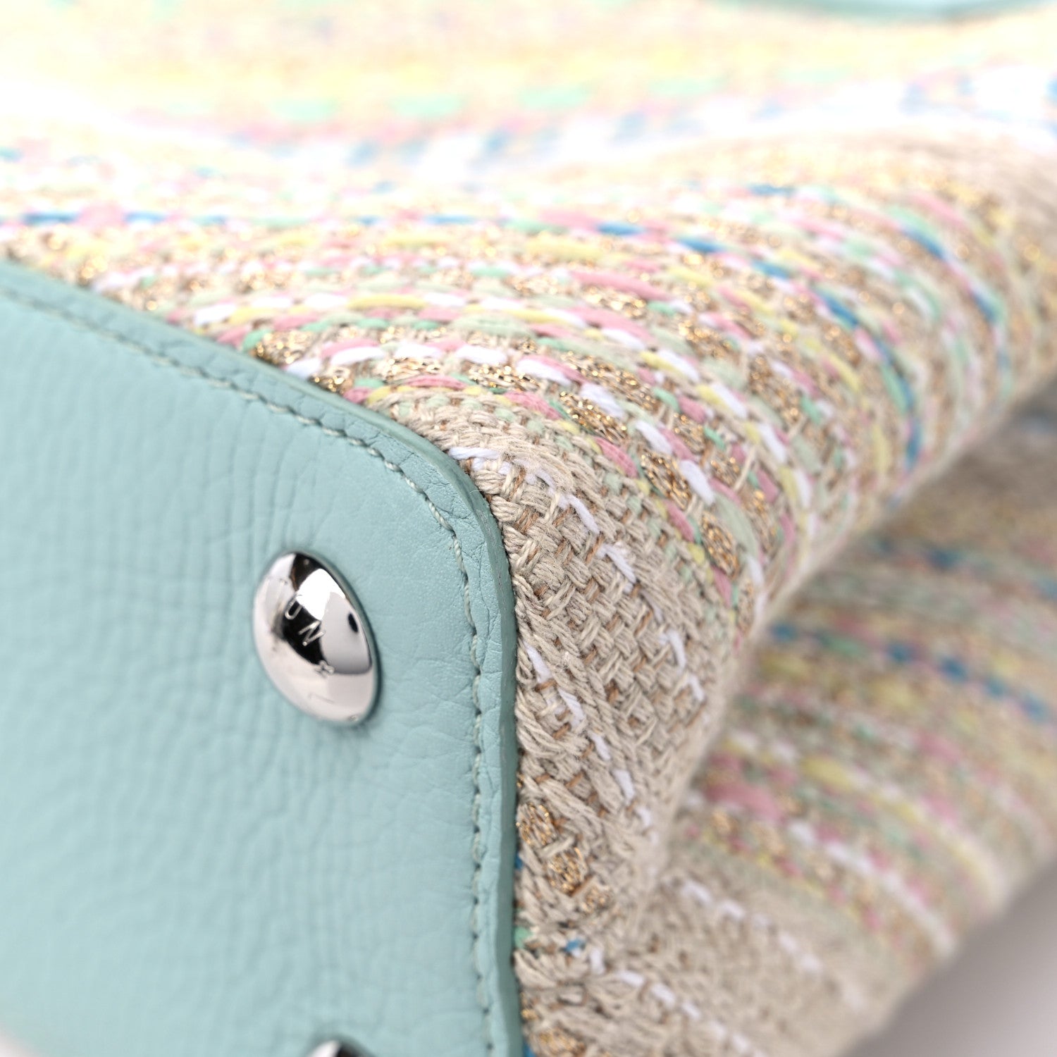 Louis Vuitton Tweed Taurillon Capucines BB Multicolor Light Blue 10 of 10