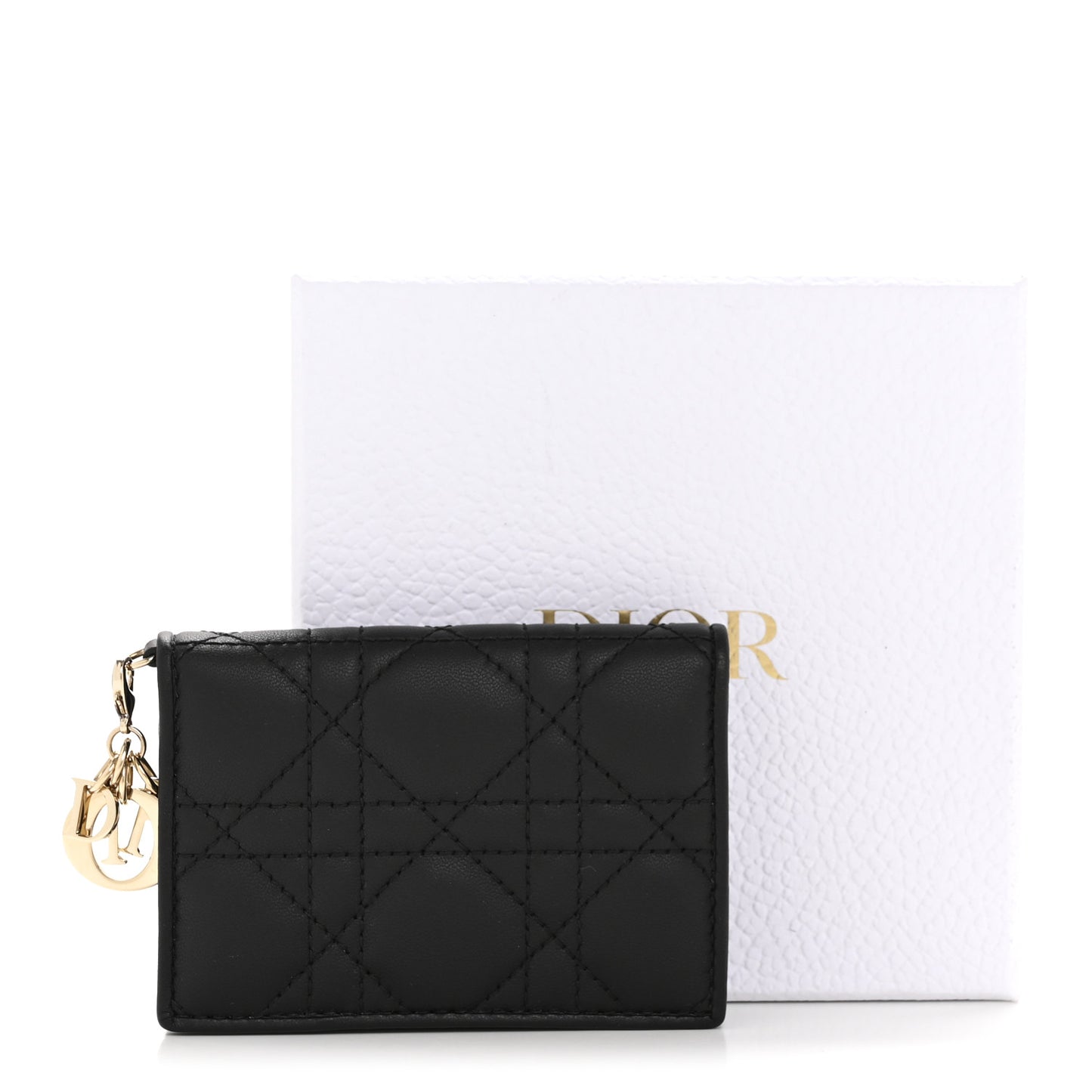 Lambskin Cannage Mini Lady Dior Wallet Black