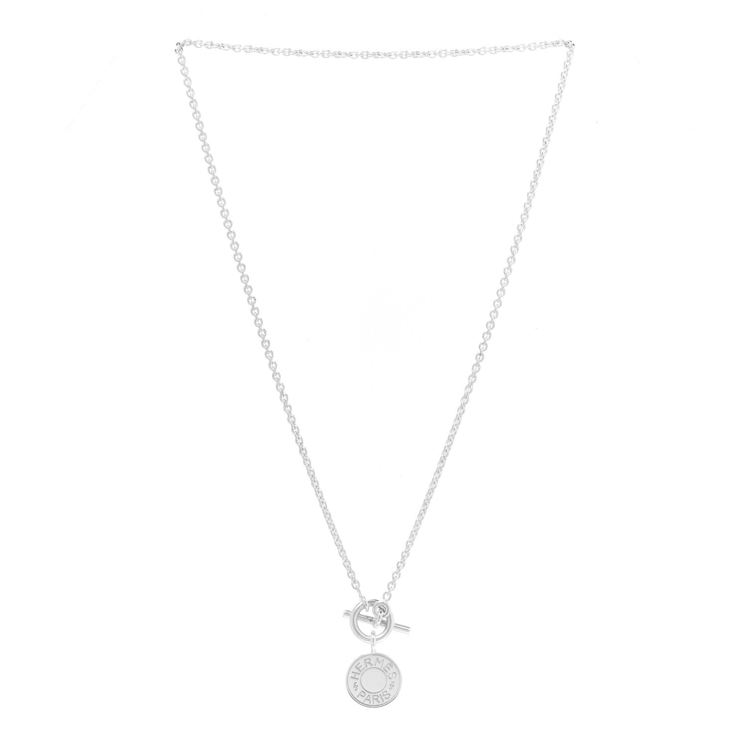 Hermes Sterling Silver Amulettes H Confettis Pendant Necklace 3 of 6