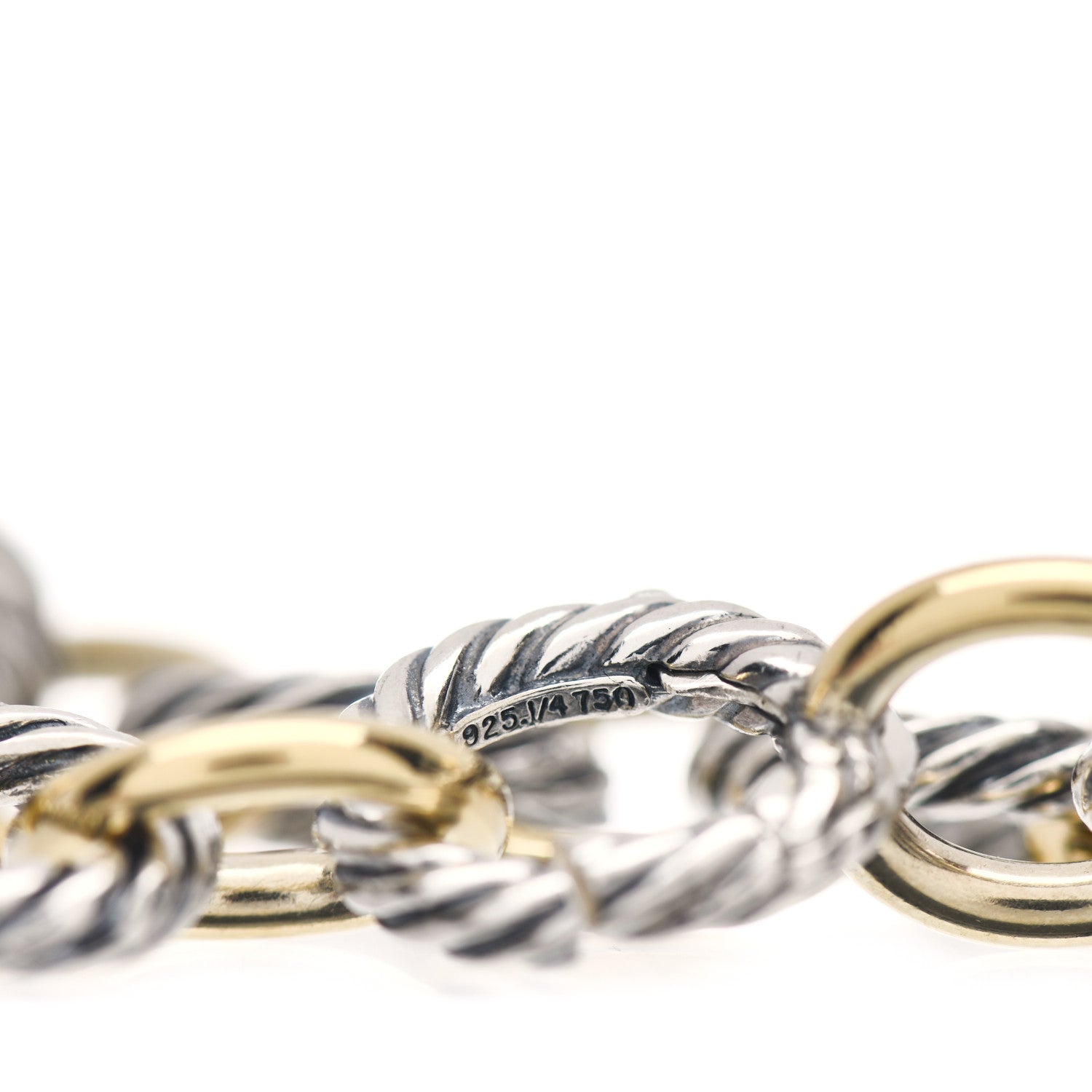 David Yurman Sterling Silver 18K Yellow Gold 12mm Large Oval Link Bracelet 4 of 4