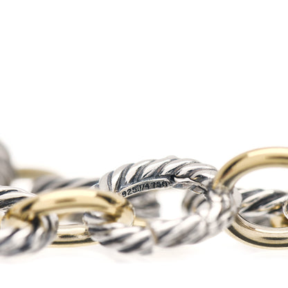 David Yurman Sterling Silver 18K Yellow Gold 12mm Large Oval Link Bracelet 4 of 4