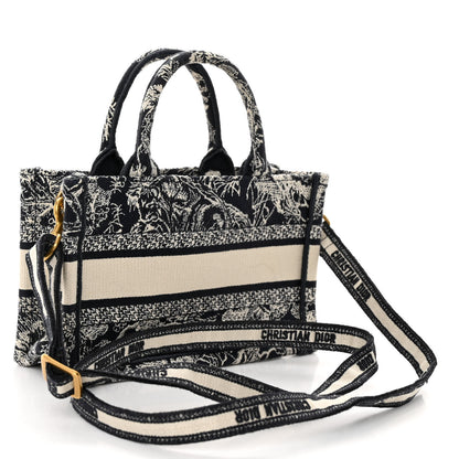 Christian Dior Canvas Embroidered Toile De Jouy Reverse Mini Book Tote With Strap Blue Multicolor 3 of 10