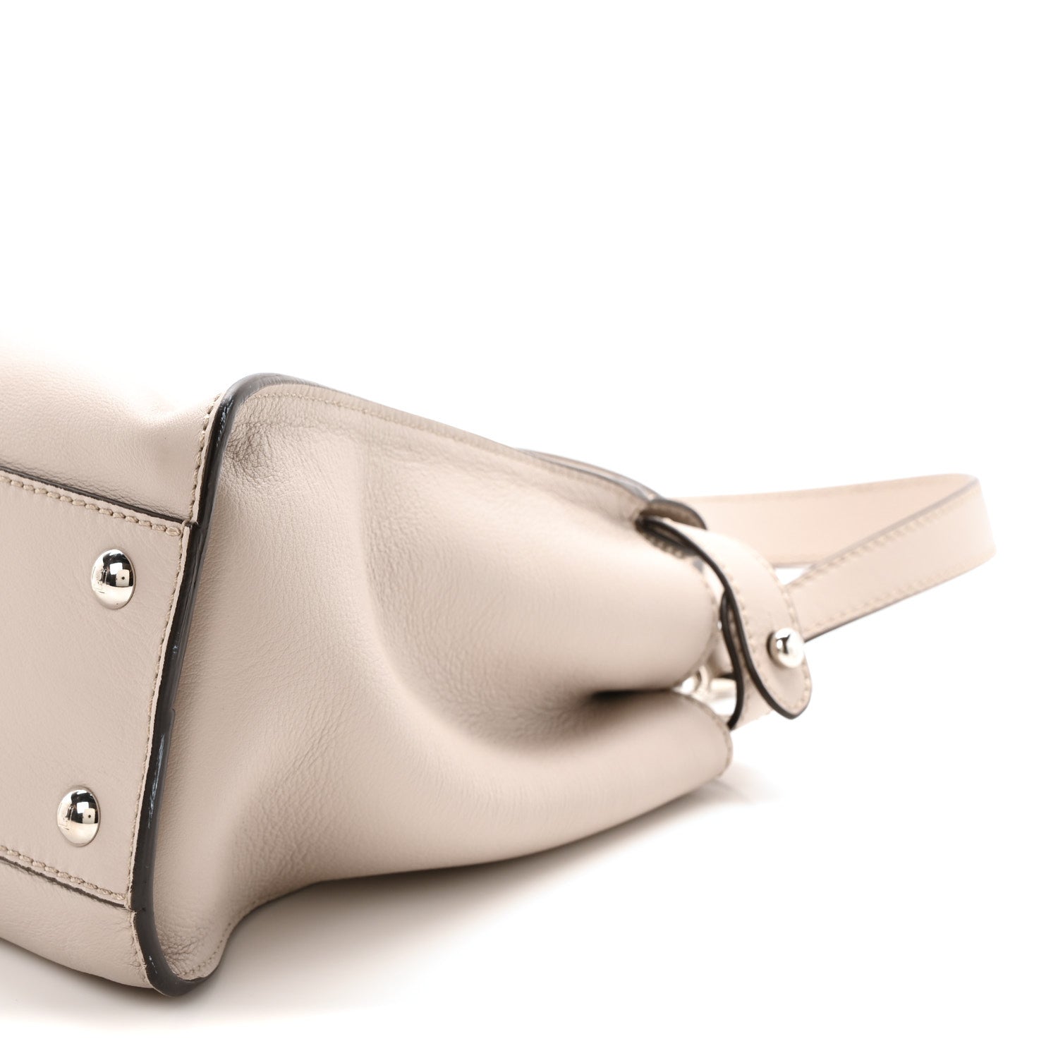 Fendi Vitello Seta Shiny Nappa Medium Peekaboo Iconic Satchel Grigio Polvere Bois de Rose 9 of 9