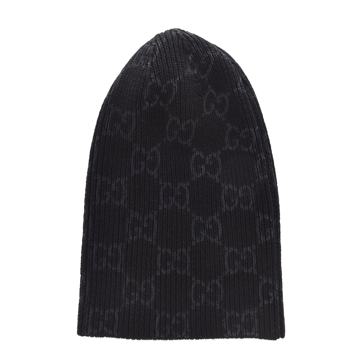 Wool GG Monogram Beanie Hat Black