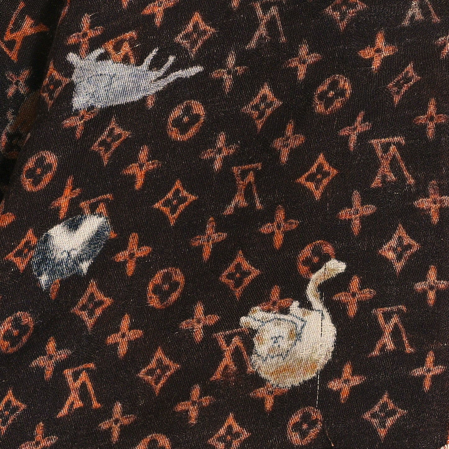Wool Silk Catogram Shawl Brown Orange
