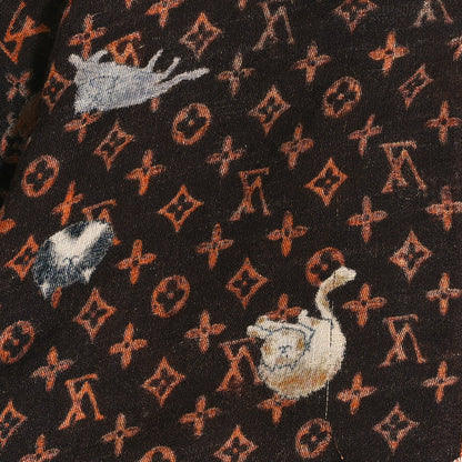 Louis Vuitton Wool Silk Catogram Shawl Brown Orange 4 of 4