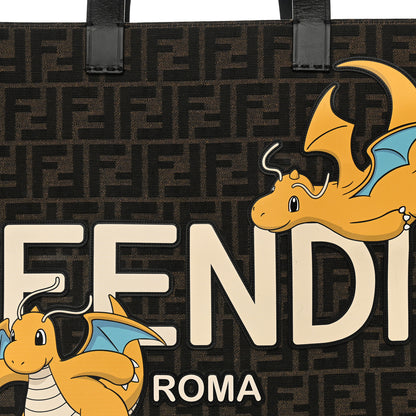 Fendi X FRGMT X POKEMON Fabric Jacquard FF Pokemon Shopping Tote Bag Tobacco Moro Giallo Mimosa 7 of 10