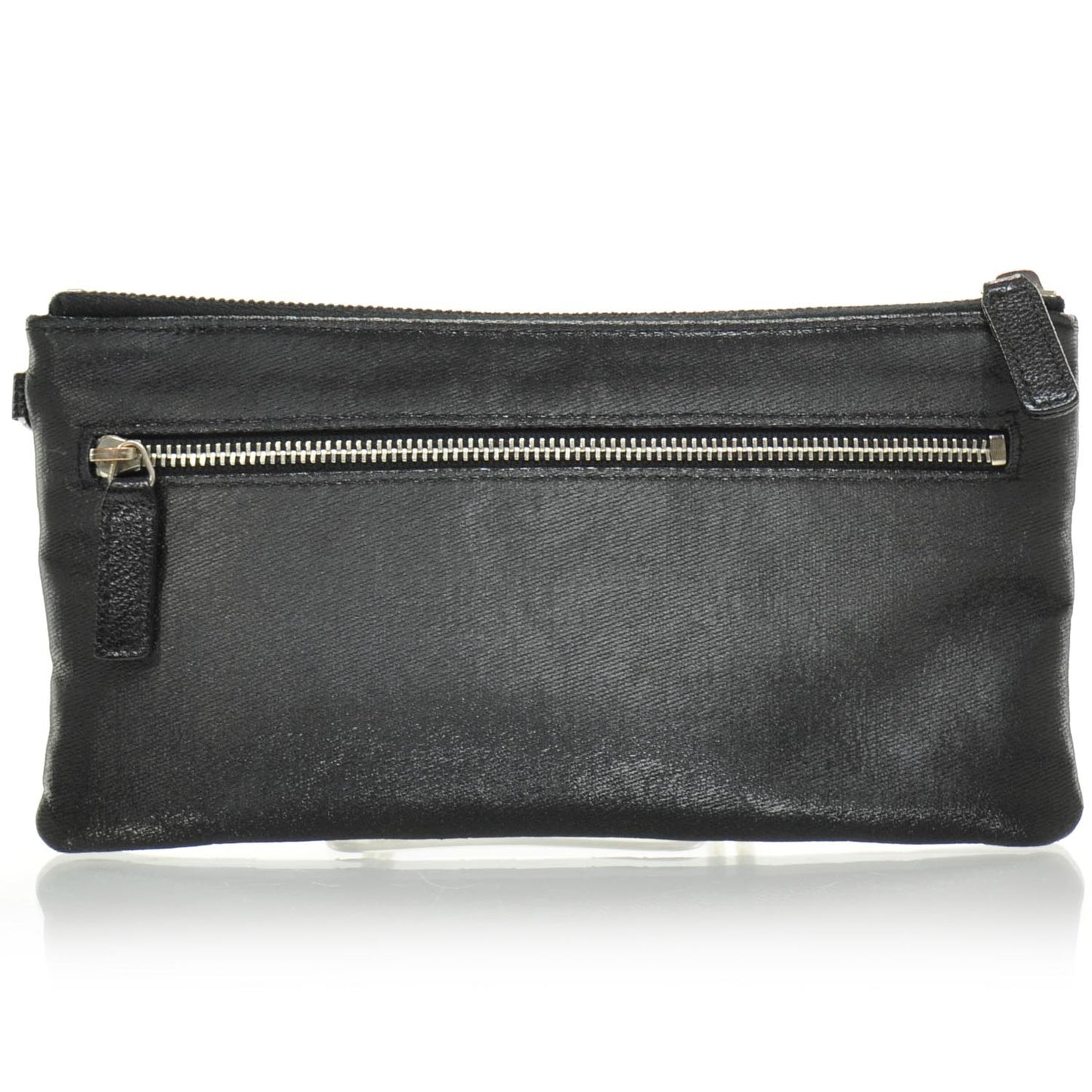 Coated Canvas Quilted Cosmetic Pouch Black