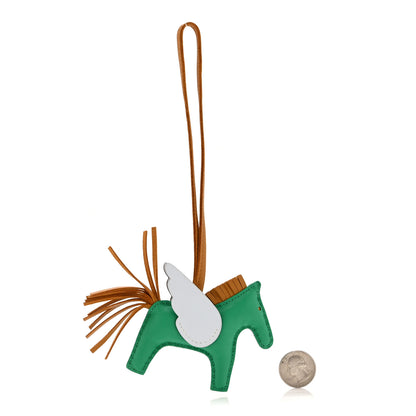 Hermes Milo Lambskin Grigri Rodeo Pegase Horse Bag Charm PM Menthe Sesame Bleu Brume 2 of 5