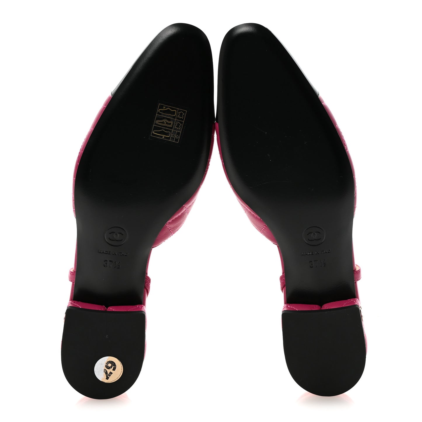 Lambskin Patent Cap Toe CC Slingback Flats 37.5 Fuchsia Black