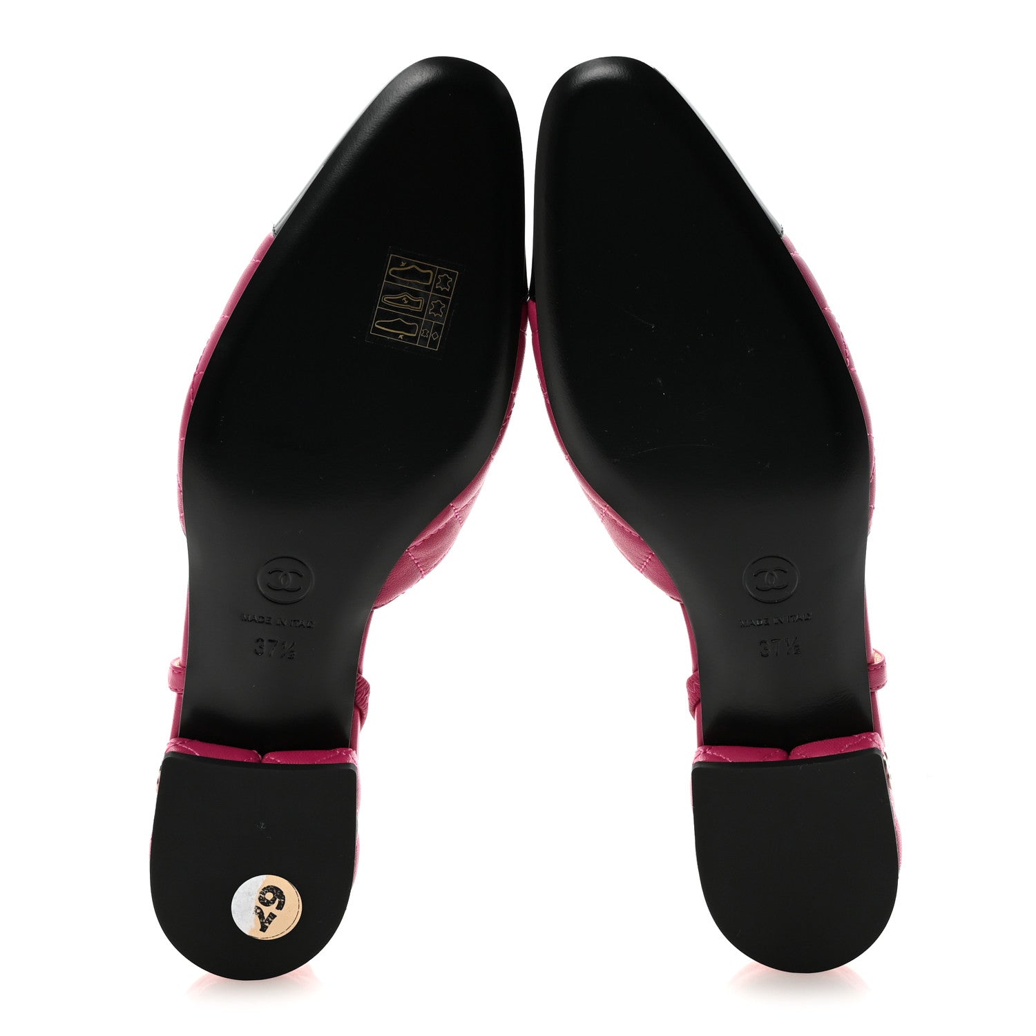 Chanel Lambskin Patent Cap Toe CC Slingback Flats 37.5 Fuchsia Black 6 of 10